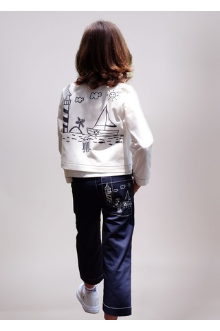 Cebi Baskılı Yazlık Erkek Çocuk Lacivert Pantolon 001