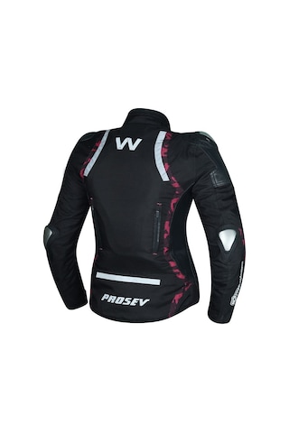 Prosev Ce3400 Motosiklet Montu Kadın 4 Mevsim Oxford 600-d Dayanıklı Deri Kumaş Motorcu Mont Women Black