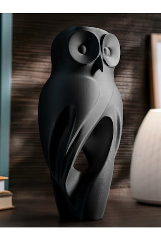 Soyut Baykuş Biblo Dekoratif Siyah Modern Ev Aksesuarı Salon Kitaplık Objesi Hediyelik Figür 0