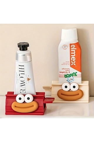 Elmpaly Beyaz Renkli Sevimli Ağız Tasarımlı Manuel Diş Macunu Sıkacağı Kolay Kullanım 1