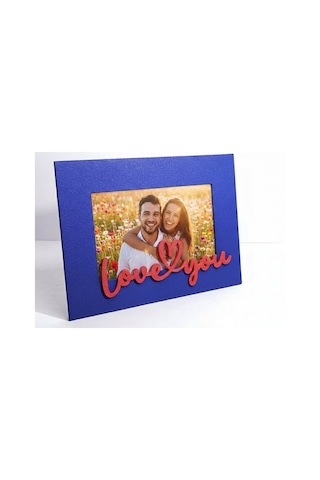 Love You Yazılı Modern Dekoratif Fotoğraf Çerçevesi - Sevgiliye Özel Tasarım Masa Üstü Çerçeve