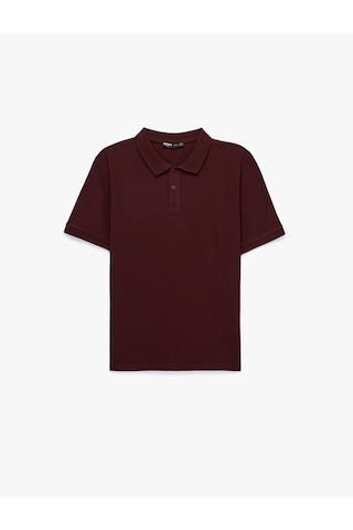 Koton Pamuklu Kısa Kollu Pike Kumaş Düğmeli Polo Yaka Slim Fit Tişört Bordo 6sam10293mk