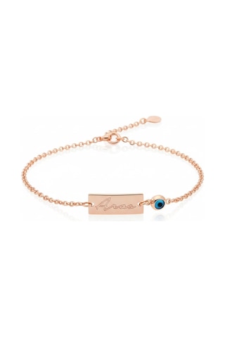 Nazarlı Gümüş İsim Bileklik - Rose Rose