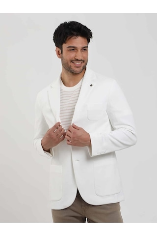 Dufy Ekru Erkek Slim Fit Düz Mono Yaka Casual Ceket - 104444-ekru Ekru