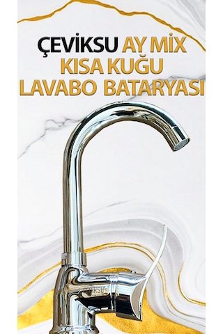 Ay Mix Kısa Kuğu Model Lavabo Bataryası Krom