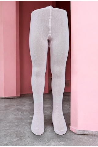 Çizgili Pamuklu Çocuk Külotlu Çorap Pembe