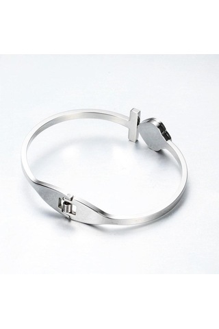 Novahub Altın Çapraz Aşk Moda Kelime Kilidi, Titanyum Çelik, Gümüş, Geometrik Tasarım, Basit Stil Gümüş