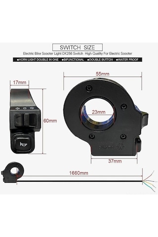 Novahub Elektrikli Bisiklet Kompakt Işık Ve Korna Anahtarı - Sinyal Butonu - Siyah Pp+tpr Materyal