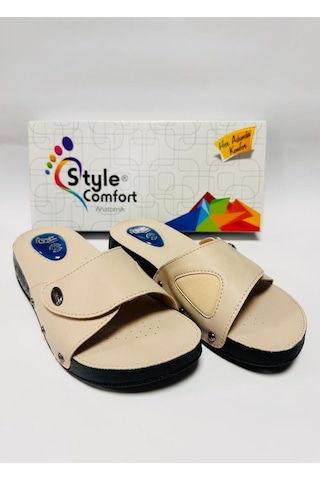Style Comfort Ortopedik Halluks Valgus Anatomik Taban Kemik Çıkıntısı Ve Topuk Dikeni Terliği Cırtlı Schwjl.03 Bej
