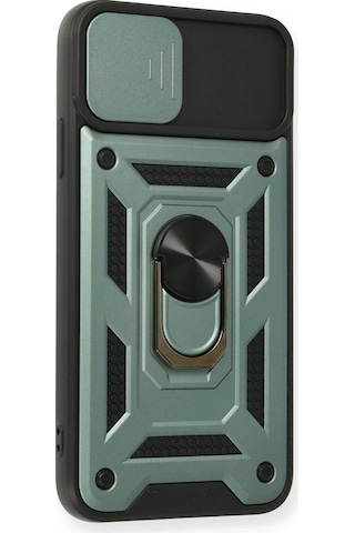 Newface - 425 - iPhone Uyumlu 11 Pro Kılıf Pars Lens Yüzüklü Silikon - Csmo-tex - - Yeşil