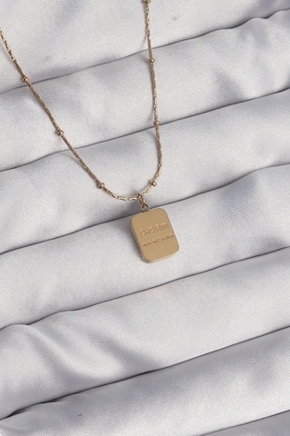 316l Çelik Gold Renk Kare Charm Model Kolye Altin