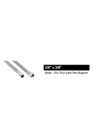 Nipelli Çelik Flex Bağlantı, 3/8"-3/8", 70 Cm, Erkek Dişi Dişli 1