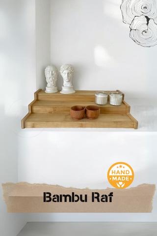 El Yapımı Bambu Ahşap Raf Ahşap