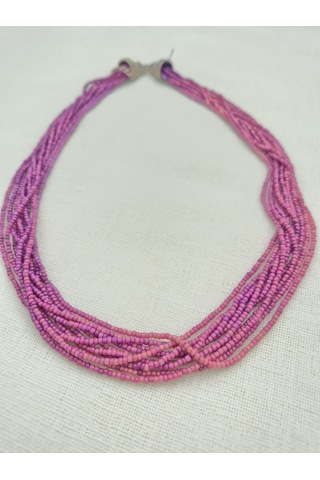 Mor Degradeli Boncuk Kolye