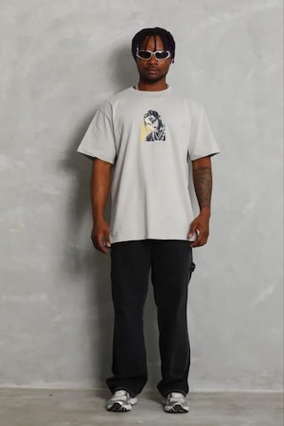 Modi Erkek Baskılı T-shirt Kısa Kol Bisiklet Yaka Regular Fit Rahat Kalıp Günlük Tişört - Gri - Mymg185494