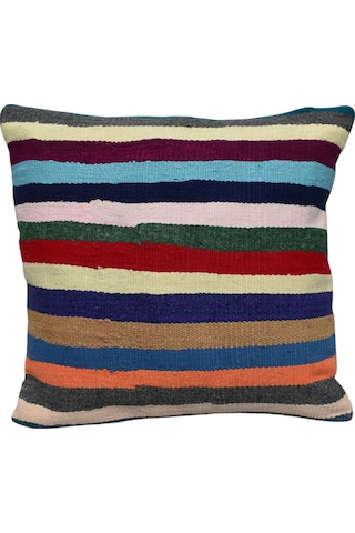 Zehra Abla Halı Yeni El Dokuma Dekoratif Kilim Kırlent Yastık Kılıfı 6703 Çok Renkli