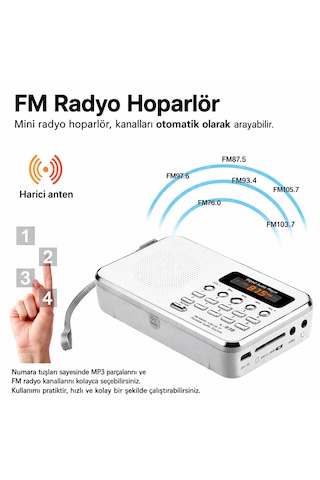 Ultratekno L-938 Şarjlı Taşınabilir Fm Radyo Dijital Ekranlı Usb/tf/sd/aux Destekli Bl-5c Bataryalı Cep Radyosu