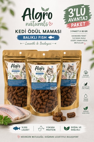 Naturals Balıklı Kedi Ödül Maması 80 G X 3 Paket Yüksek Proteinli, Taurin Destekli, Doğal Kedi Atıştırmalığı