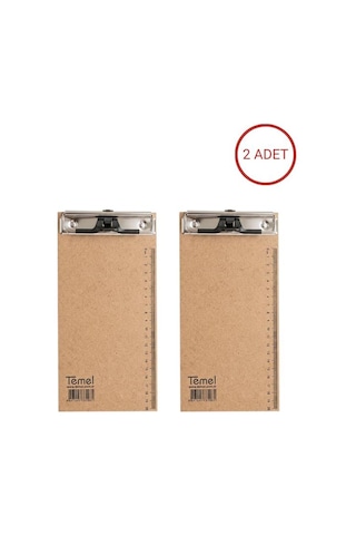 Temel 1/3 A4 Ahşap Sekreterlik Metal Klipsli Kalem Tutma Aparatlı 2li Set
