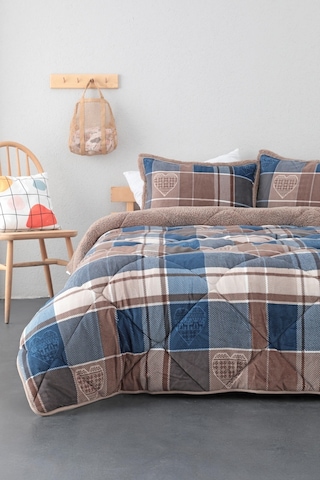 Merinos Comforter Rida Çift Kişilik Yorgan Seti - İndigo