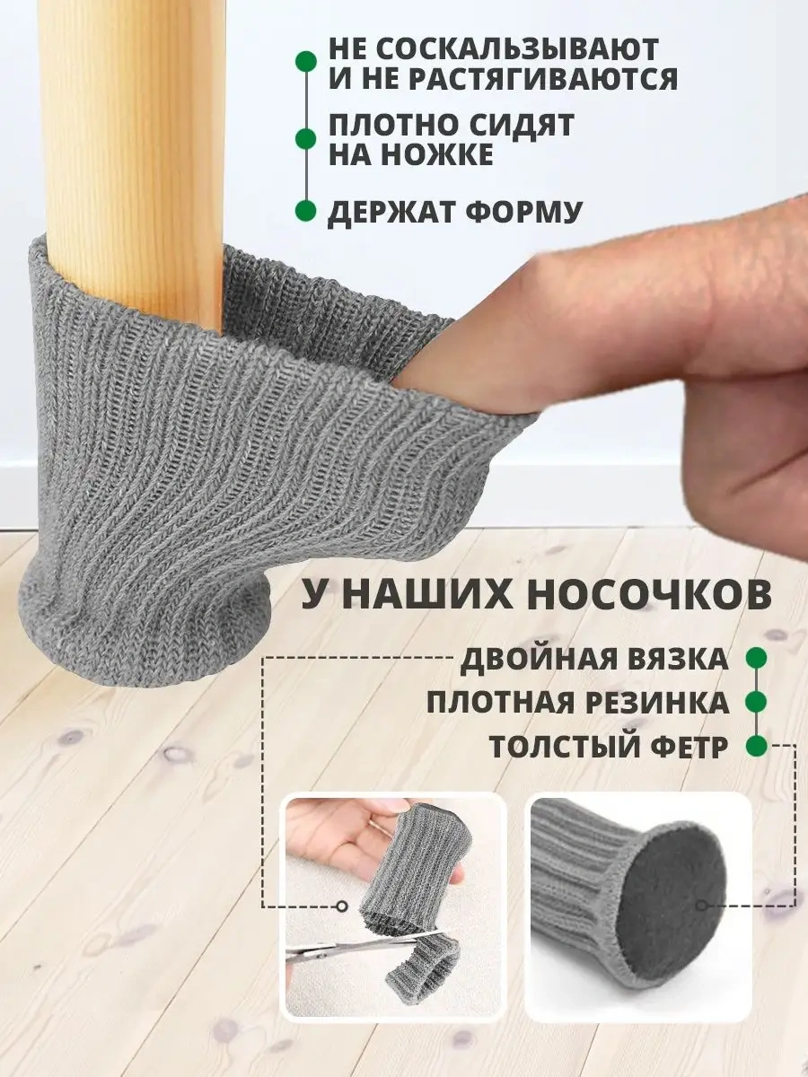 Hangwoods Mobilya İçin Koruyucu Kaydırmaz Çoraplardan Yapım 103833884 Açık Gri