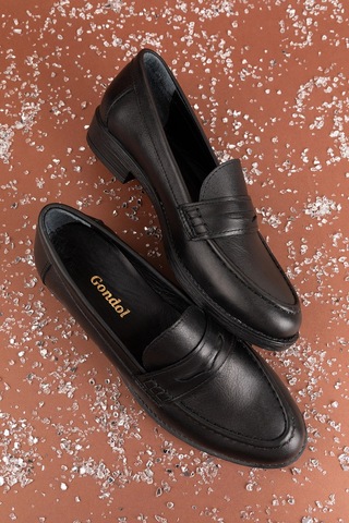 Gondol Hakiki Deri Kadın Klasik Loafer Md.236 Siyah