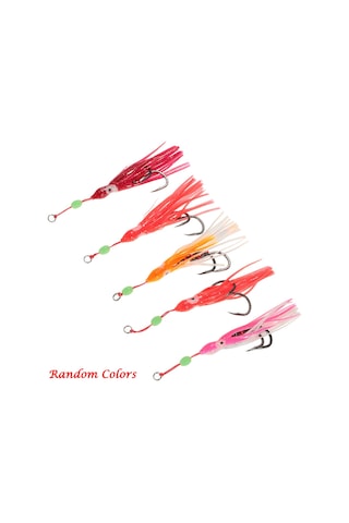 Teltree Deniz Balıkçılığı Işıklı Yumuşak Yem 5 Adet Silikon Kalem Balık Yemi, Parlak Yumru Ve İki Güçlü İğne İle