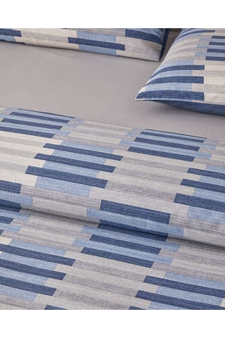 English Home Blockform Kolay Ütülenir Çift Kişilik Çarşaflı Nevresim Takımı 200x220 Cm Koyu Mavi-bej Koyu Mavi-bej