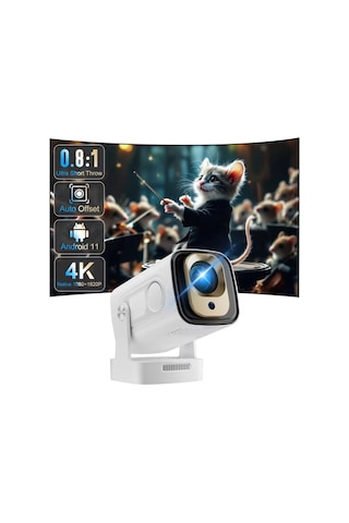 1080p Ev Sineması Projektörü Wifi 6 Otomatik Odaklam Mini Projeksiyon Cihazı Dahili Hoparlör