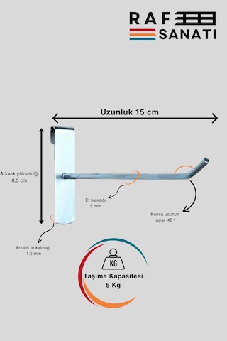 25 Adet Tel Pano Kancası 15 Cm Askı Kanca Raf Askısı Raf Aksesuar Galvaniz