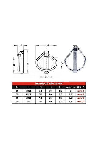 Kaliteli Çelik Traktör Pimi - 10 Mm, 10 Adet