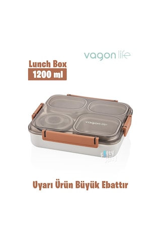 Vagonlife Büyük Ebat 1200 Ml Sızdırmaz,karışmaz 4 Bölmeli Lunch Box Yeni Nesil Sefer Tası -ff7080