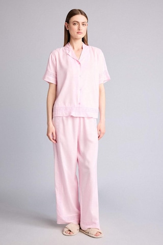 Defacto Regular Fıt Pijama Yaka Dokuma Pijama Üst G8217ax26smpn648 Pembe-pn648