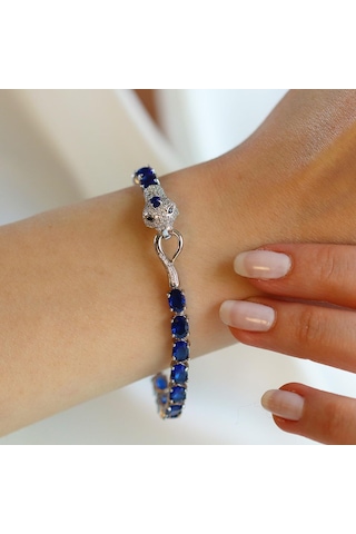 Sky Red Colleciton Serpent Safir Creatif Gümüş Bileklik Gümüş