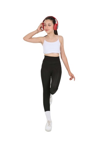 Erdem Kıds Kız Çocuk Yüksek Bel, Koşu, Yürüyüş, Casual, Spor, Atletik, Egzersiz, Fittness Tayt Siyah Siyah