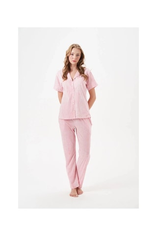 Moda Dua Pjs 29033 Kadın Düğmeli Pijama Takım PEMBE