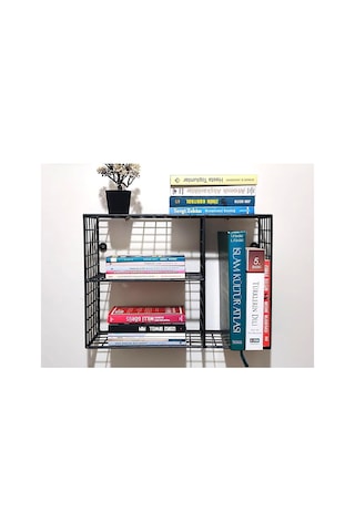 Tr Metal 3 Gözlü Grid Kafes Kitaplık Rafı 45x30x17 Cm Siyah, Gd01513g Diğer