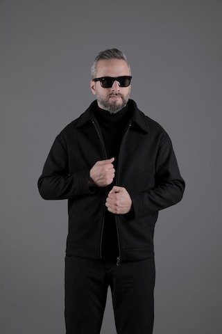Ohepmoda Düz Erkek Kaşe Ceket Mont Siyah