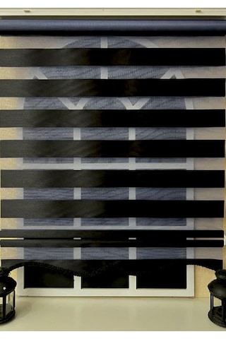 Siyah Bambu Zebra Stor Perde Etek Dilimli