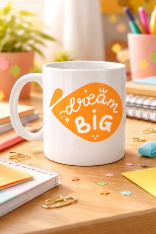 Dream Big Yazılı Porselen Kupa Model 135 Motivasyon Temalı, Sıcak Tasarım, Kahve & Çay Kupası, Hediye Fikri Diğer