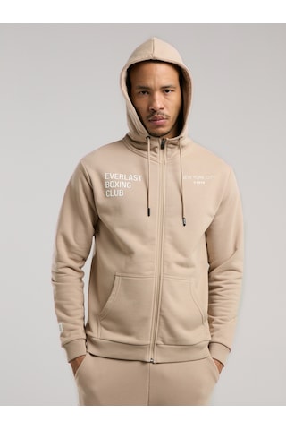 Everlast Boxing Club Regular Kum Erkek Full Zip Kapüşonlu Sweatshirt Kum