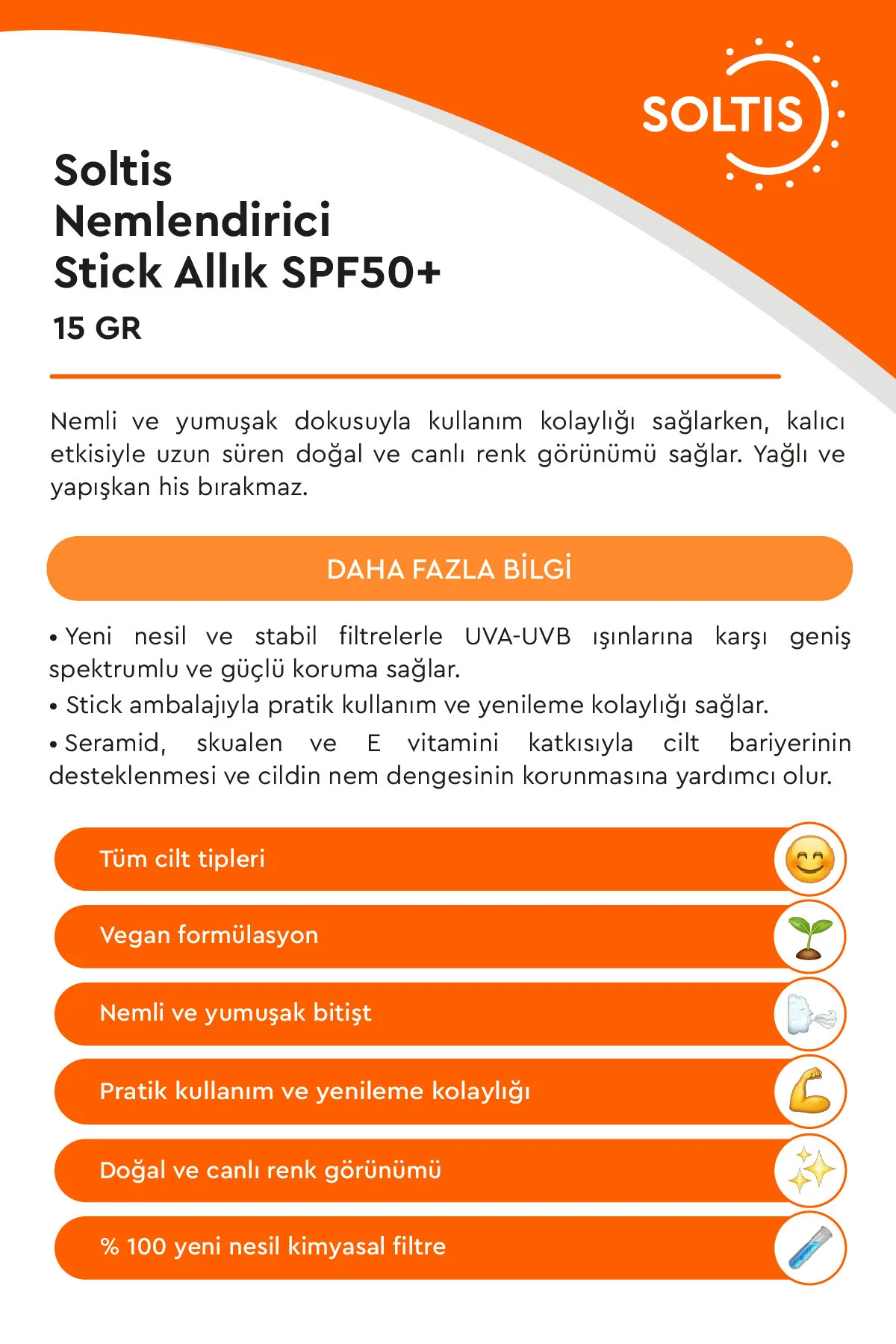 Soltis Nemlendirici Stick Allık Spf50 01, 15 Gr 01