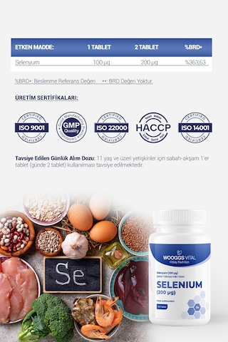 Selenyum 200 Μg Içeren Takviye Edici Gıda 120 Tablet