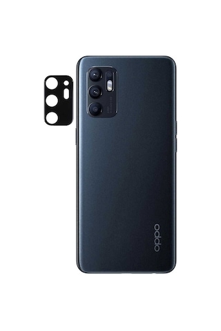Oppo Reno 6 4G Zore 3D Kamera Camı Koruyucu Siyah