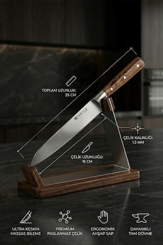 Wood Serisi Ceviz Sap Doğrama Mutfak Şef Bıçağı Et Ekmek Sebze Salata Şef Bıçak Lzg-102x