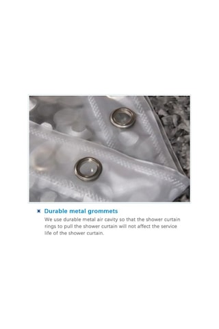 Ulzyvf Beyaz 3d Pvc Su Geçirmez Duş Perdesi - 12 Askılı 180x180cm Beyaz