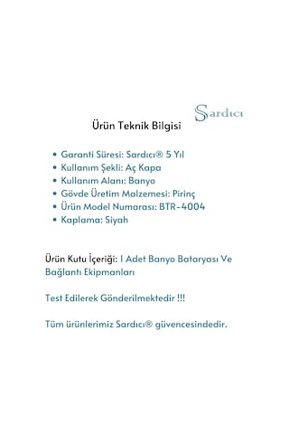 Sardıcı Mars Banyo Duş Bataryası Mat Siyah Zarif Tasarım Siyah