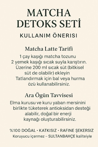 Matcha Seti Matcha - Elma Kurusu - Yaban Mersini - Kuru Meyve Doğal Destek