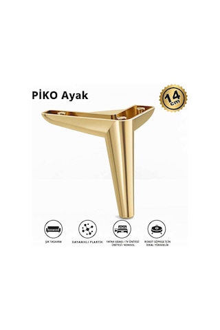 Piko 14 Cm Altın 4 Adet Koltuk Baza Tv Ünitesi Yatak Odası Konsol Çocuk Ve Genç Odası Ayağı Altın