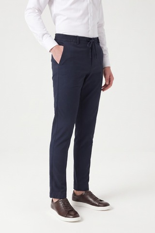 Günce Erkek Regular Kalıp Jogger Pantolon Gofre Kumaş Bgl-st05632 Lacivert